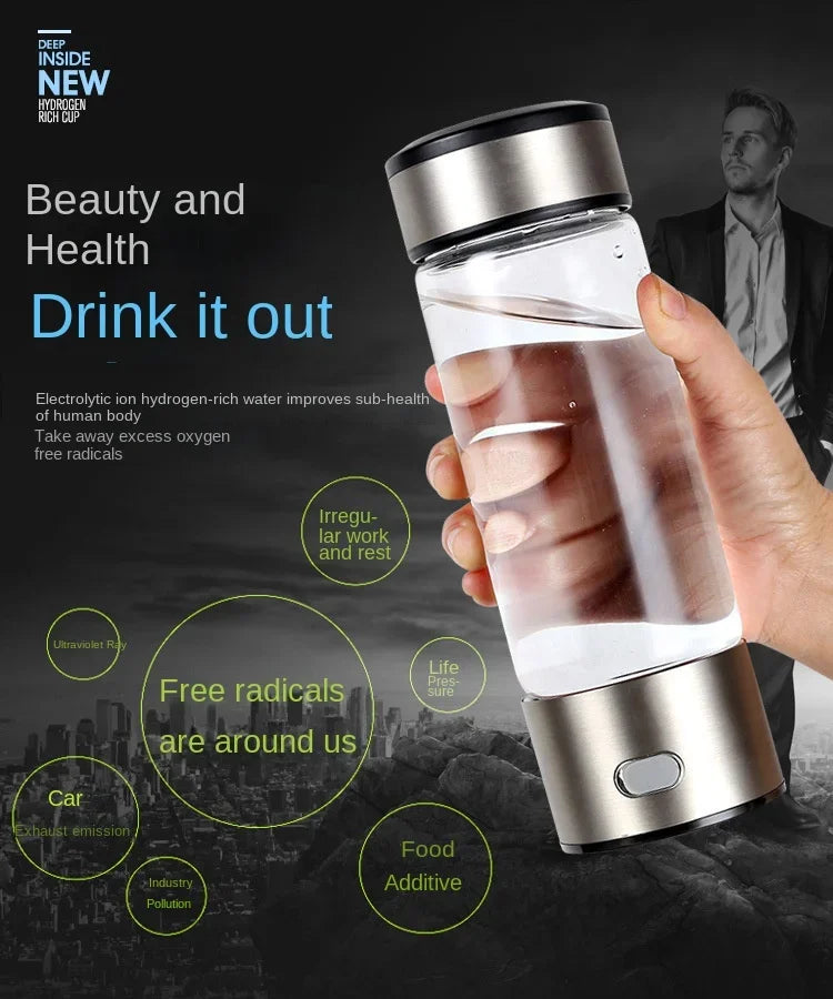HydraGlas™ Hydrogen Water Ionizer Bottle